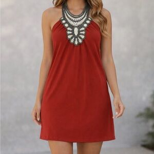 Halter dress with beautiful neck design